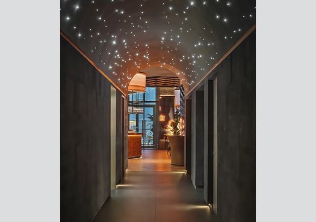 Opso is accessed via a walkway featuring a starlit fibre-optic ceiling